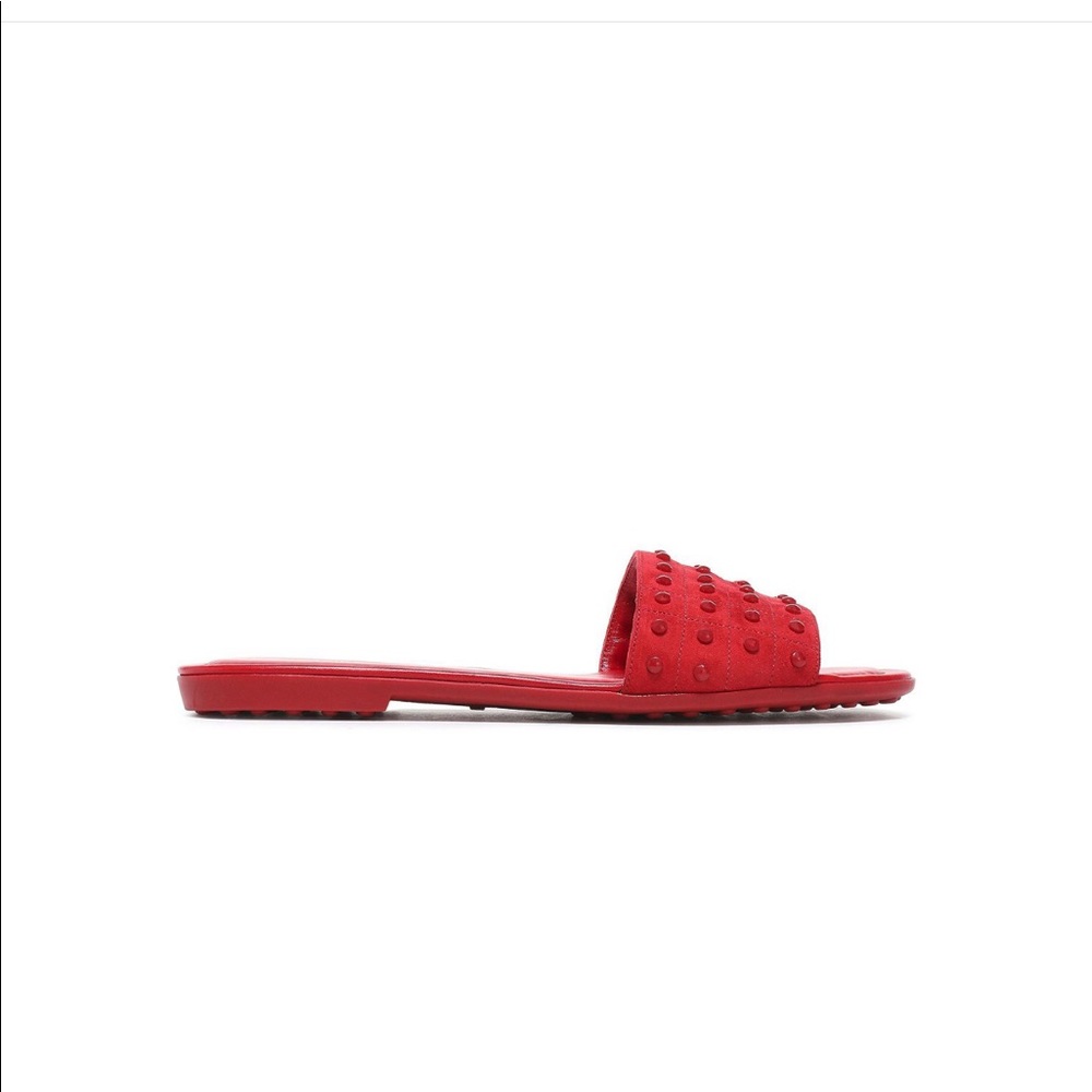 Tods Suede Slide Sandals with Dust Bag